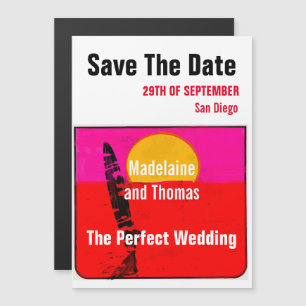 Wedding Summer Beach Retro Poster Save The Date  Magnetic Invitation
