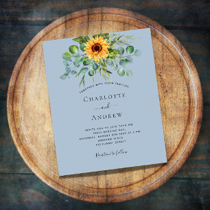 Wedding sunflowers eucalyptus dusty blue budget flyer