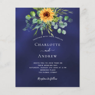 Wedding sunflowers eucalyptus navy blue budget flyer