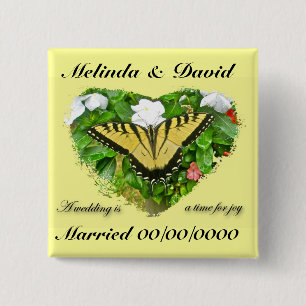 Wedding Swallowtail Butterfly Items 15 Cm Square Badge