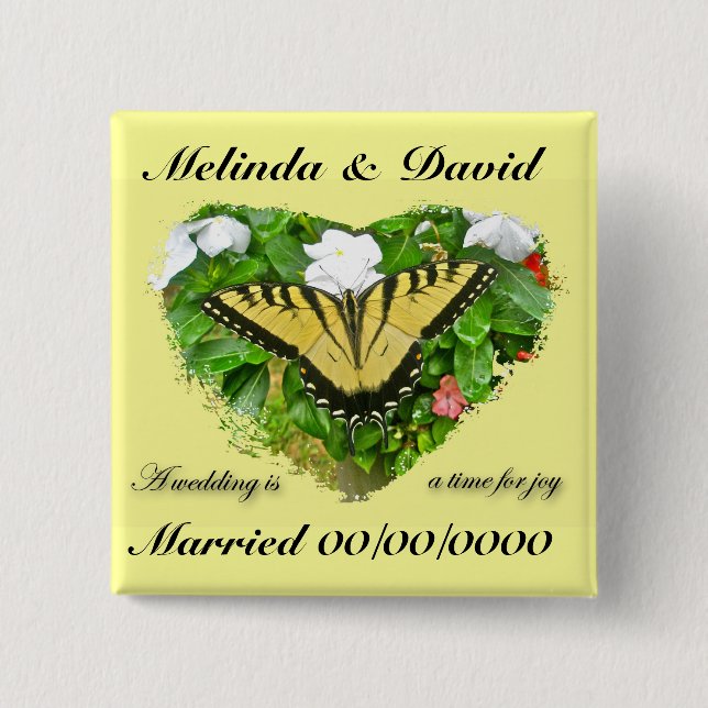 Wedding Swallowtail Butterfly Items 15 Cm Square Badge (Front)