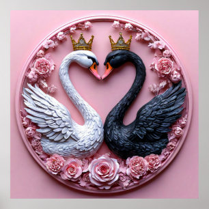 Wedding Swans Love Art 🦢🌸🤍✨ Poster
