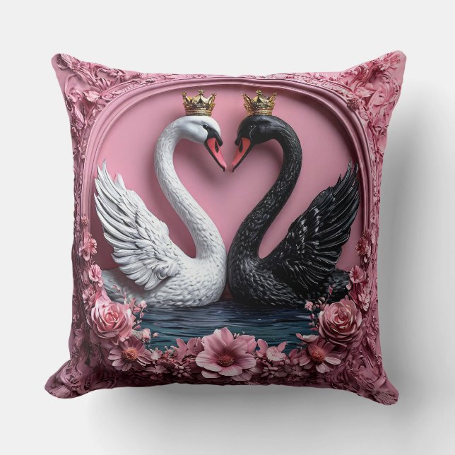 Wedding Swans modern home gift Cushion (Front)