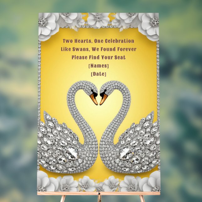 Wedding Swans Seating Chart Table Guide (Neutral)