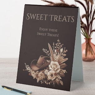 Wedding Sweet Treats Sign-Cowgirl Hat with Flowers