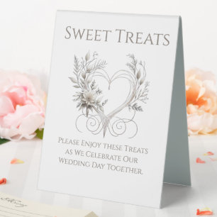 Wedding Sweet Treats Sign-Flowers with a Heart