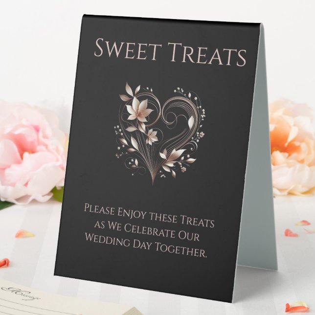 Wedding Sweet Treats Sign-Modern Rose Gold Flowers (In SItu (Wedding))