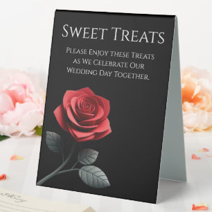 Wedding Sweet Treats Sign-Single Red Rose-
