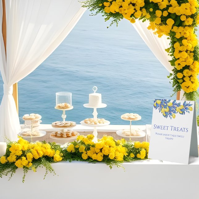Wedding Sweets Sign-Mediterranean-Lemons- (Wedding Sweets Sign-Mediterranean-Lemons- Table Tent Sign )