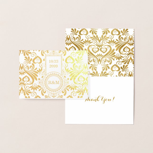 Wedding Swirls of Gold All Custom Text Foil Card (Display)