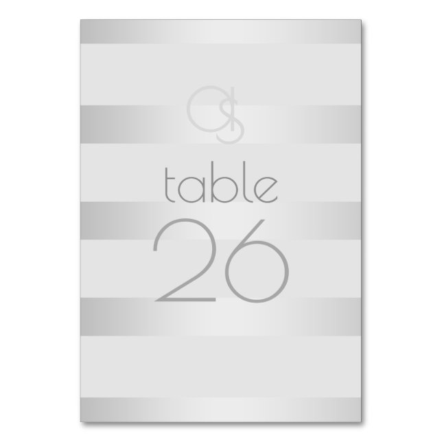 Wedding Table Card | Luminous Silver Stripes (Front)