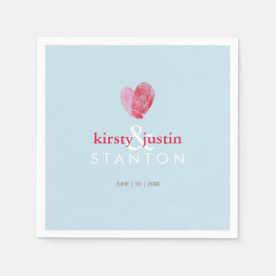 WEDDING TABLE DECOR cute fingerprint heart love Napkin