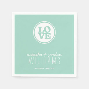 WEDDING TABLE DECOR love spot typography cool mint Napkin