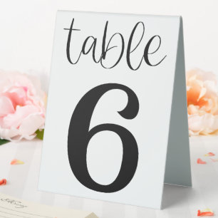 Wedding Table Number 6 Table Tent Sign
