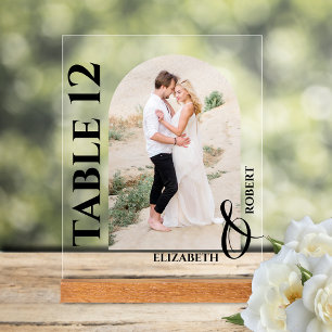Wedding Table Number Arched Photo Acrylic Sign
