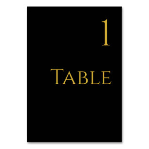 Wedding Table Number-Black and Gold- Number