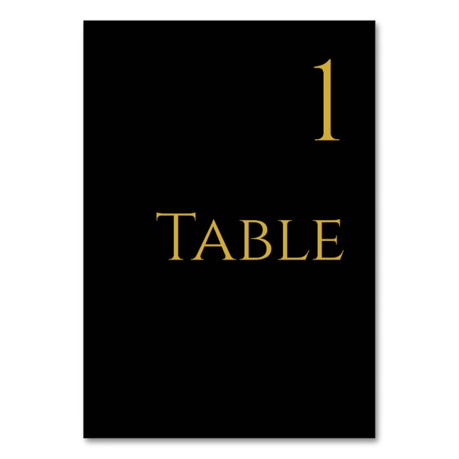 Wedding Table Number-Black and Gold- Number (Front)