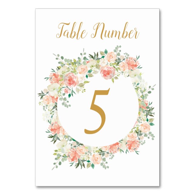 Wedding Table Number | Blush Roses (Front)