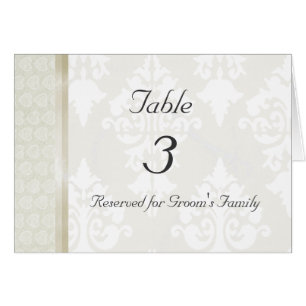 Wedding Table Number Card