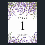 wedding table number card lavender florals<br><div class="desc">A beautiful and pretty watercolour lavender flowers design table number card with a white background.  Easy to edit or delete any of the available text fields on both sides to suit your requirements. Please see the other co-ordinating items in this collection.
Some graphics used from reachdreams.etsy.com</div>