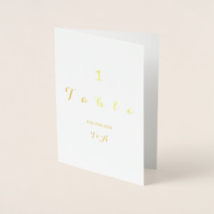 Wedding Table Number Card Real Gold Foil