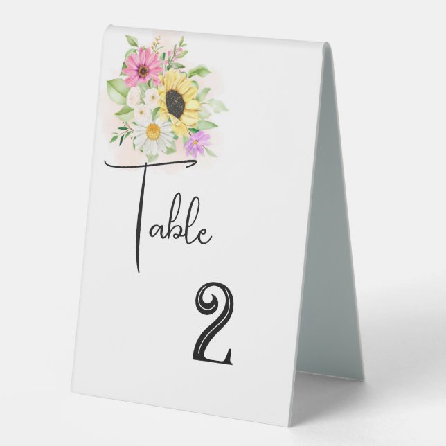 Wedding Table Number Card Tent  Table Tent Sign (Front)
