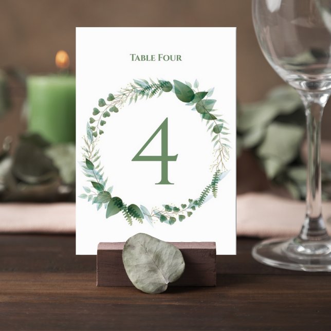 Wedding Table Number Card with Botanical Wreath (Creator Uploaded)