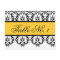 Wedding Table Number Cards Black Damask Yellow