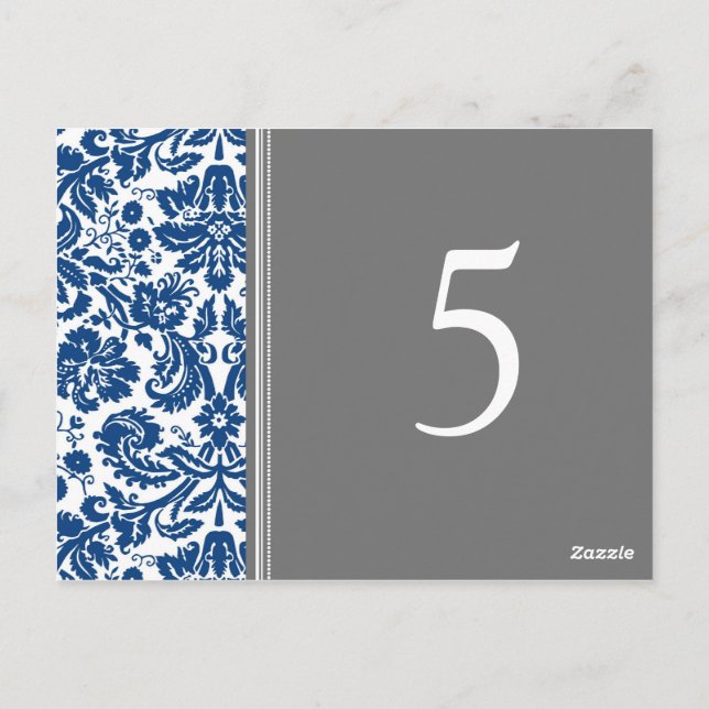 Wedding Table Number Cards Blue Grey (Back)