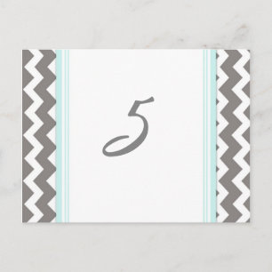 Wedding Table Number Cards Blue Grey Chevron