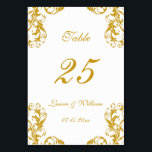 Wedding Table Number Cards | Gold Damask Design<br><div class="desc">Modern and elegant design printed Gold Damask Wedding table numbers that can be customised with your text and add each table number card to your cart,  one by one. Check out the Graphic Art Design store for other products that match this design!</div>