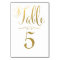 Wedding Table Number Cards Gold Foil Personalised