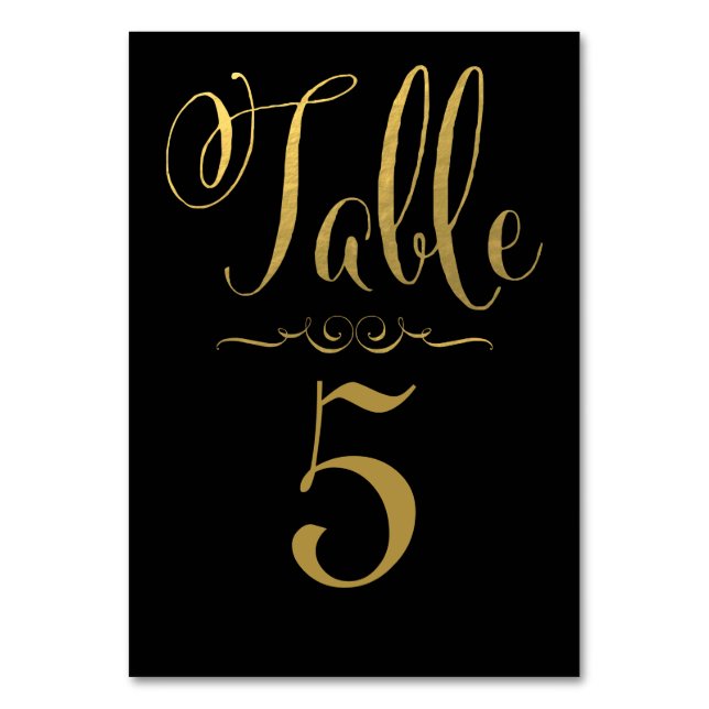 Wedding Table Number Cards Gold Foil Personalised (Front)