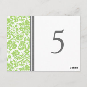 Wedding Table Number Cards Lime Grey