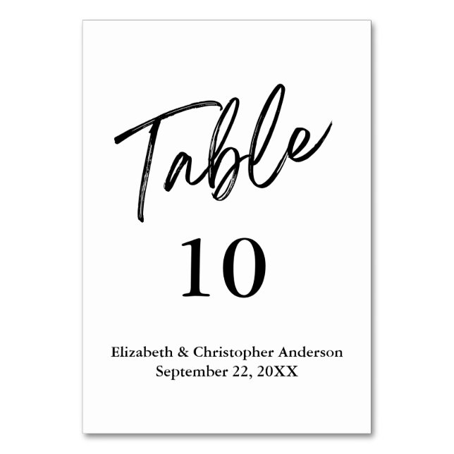 Wedding Table Number Cards Minimalist Simple  (Front)