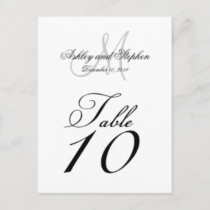Wedding Table Number Cards Monogram Names Date