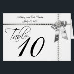 Wedding Table Number Cards Silver Bow Ribbon<br><div class="desc">Wedding Table Number Cards. Fully customisable thank you cards. Add your table number and names to the front. Order one card with each of the numbers on it. You will have 10 different card orders in your cart, one for each table number for 10 tables. Design by Elke Clarke ©2011....</div>