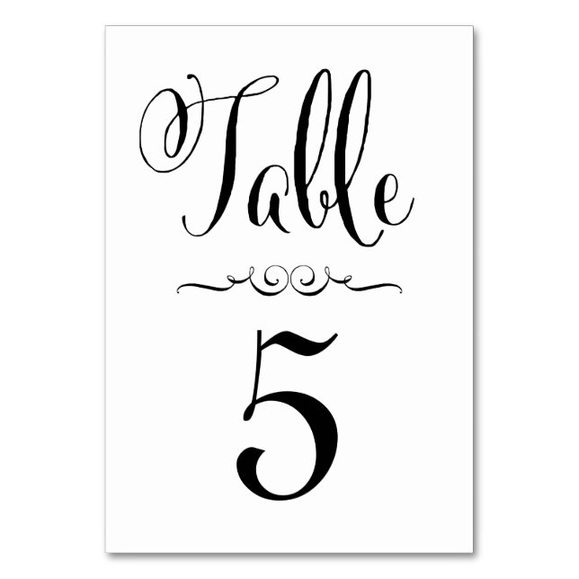 Wedding Table Number Cards Typography Personalised (Front)