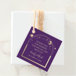 Wedding Table Number Celestial Purple Gold Favour Tags