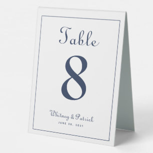 Wedding Table Number Elegant Blue White Classic Ta