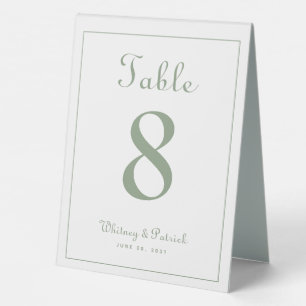 Wedding Table Number Elegant Sage Green Classic Ta