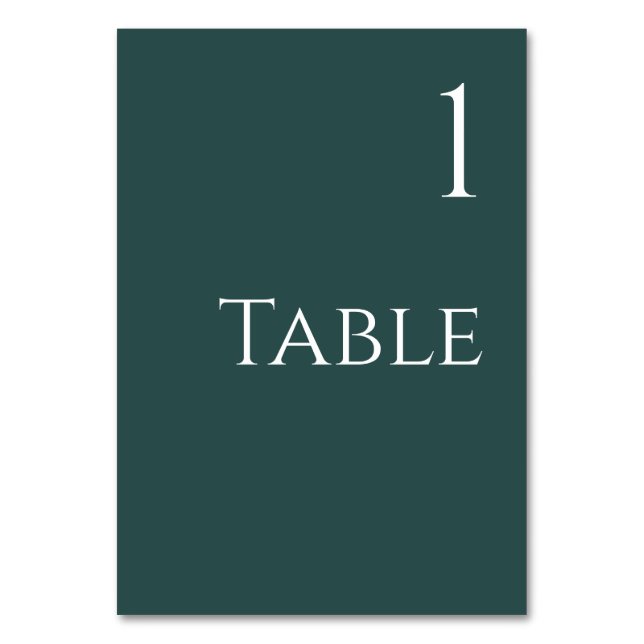 Wedding Table Number-Emerald Green and White- Number (Front)