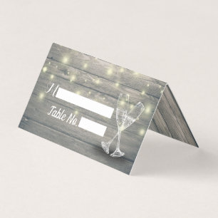 Wedding Table Number Escort Champagne Glasses Wood