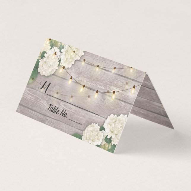 Wedding Table Number Escort Hydrangea Rustic Wood (Front)