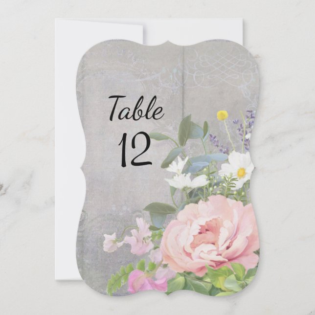 Wedding Table Number Family Rustic Floral Elegant (Front)