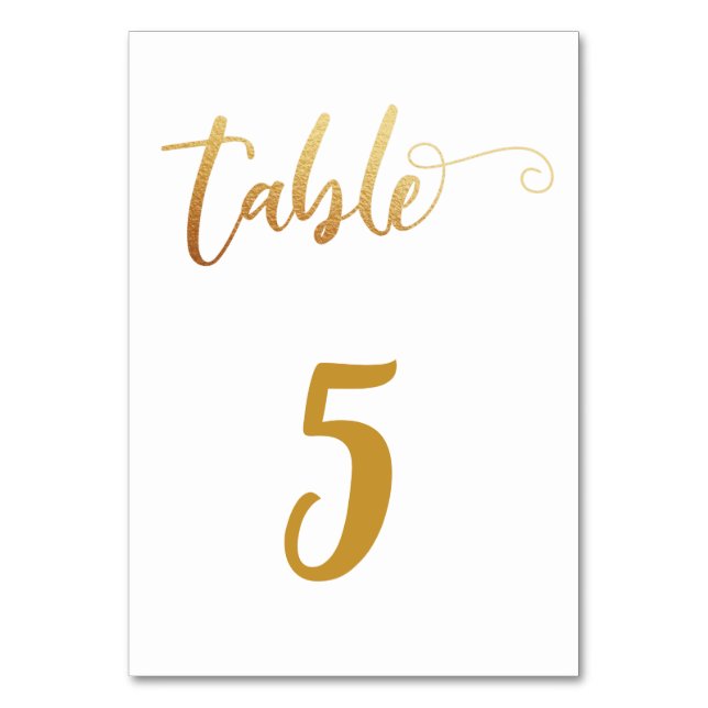 Wedding Table Number Gold Calligraphy (Front)