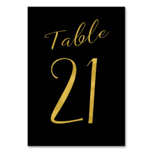 Wedding table number gold glitter black elegant