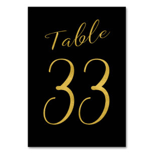 Wedding table number gold glitter black elegant