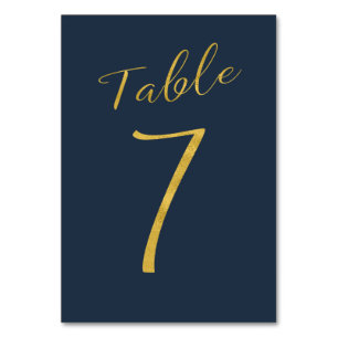 Wedding table number gold glitter navy elegant