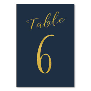 Wedding table number gold glitter navy elegant